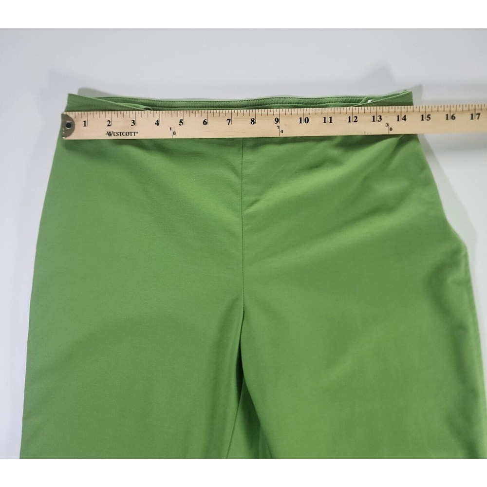 St John Pants Slacks Women's 4 Green Cotton Straight Leg Flat Front Zipper EUC - Picture 9 of 10